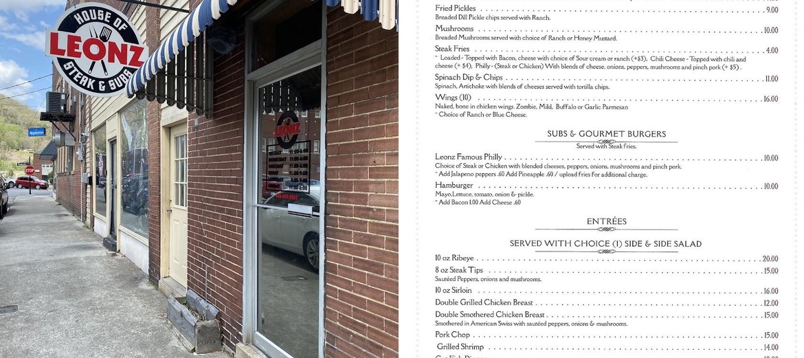 Leonz House of Steak and Subs Menu