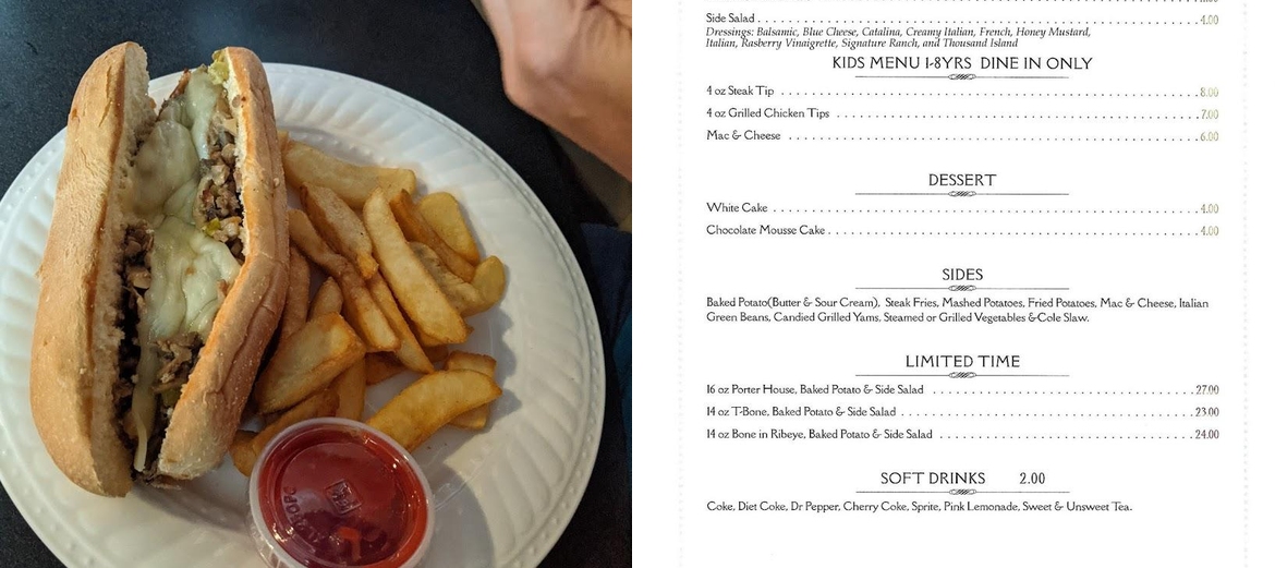 Leonz House of Steak and Subs Menu